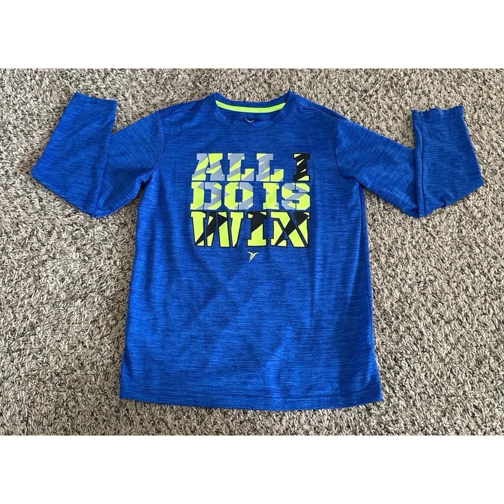 Old Navy Boys Blue "All I do is Win" Long Sleeve Active‎ Tee Size 8